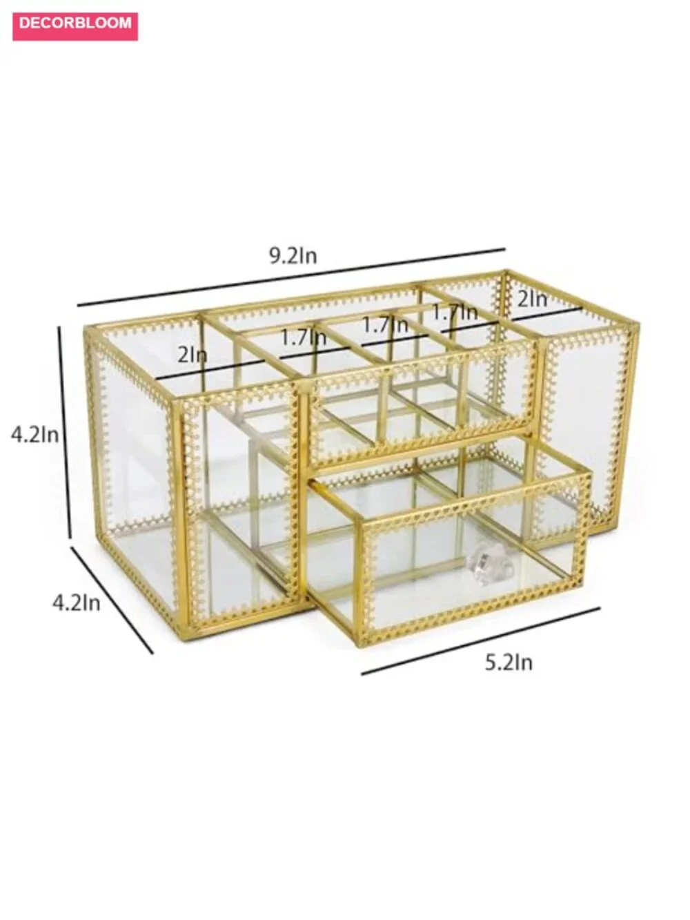 Gold Makeup Brush Holder Cosmetic Organizer Display Case Skincare Storage